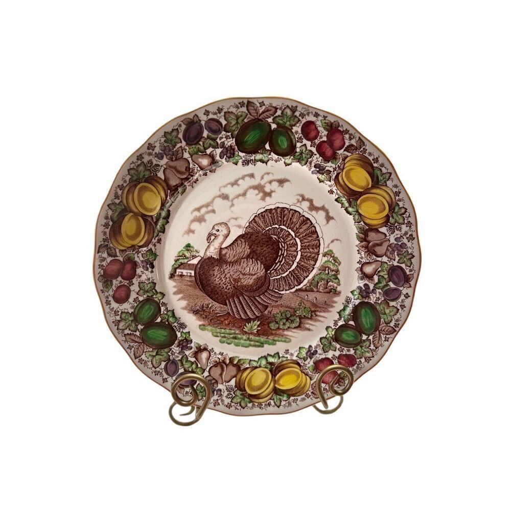 Barker Bros LTD Turkey Plate Pumpkins England Royal Tudor Ware Pear Thanksgiving
